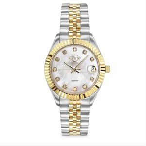 GV2 Two Tone Stainless Steel, Mother-Of-Pearl & Diamond Bracelet Watch